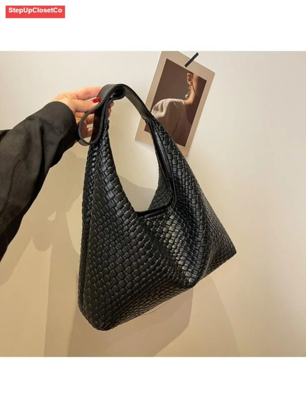 Woven Leather Hobo Tote Bag Large Capacity Top-handle Shoulder Crossbody